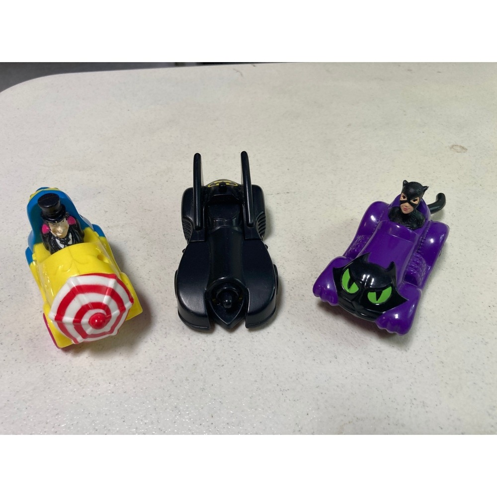 Vintage 1991 McDonalds Batman Returns Toy Lot Batmobile Catwoman Penguin Car